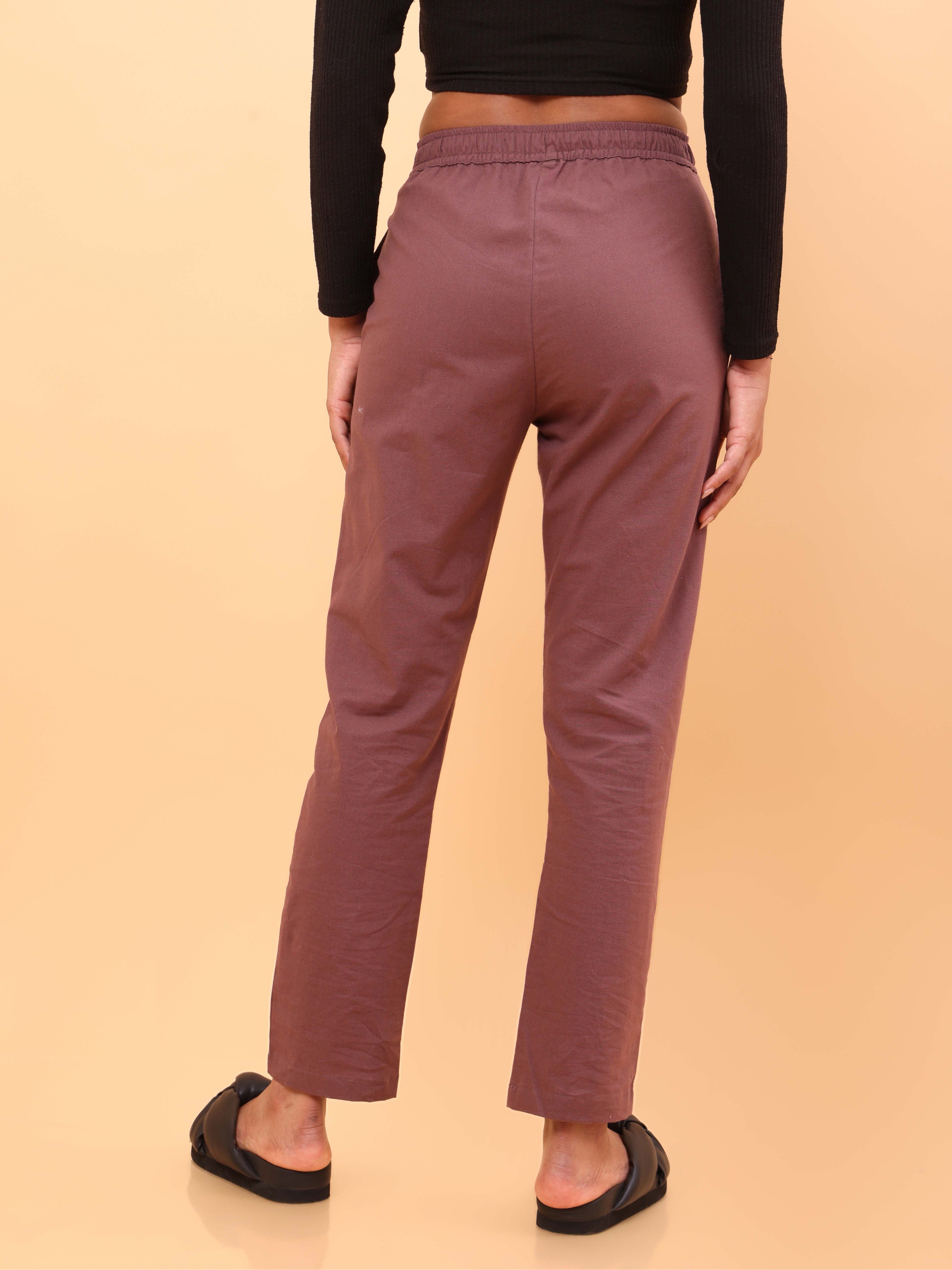 Brown Straight Cotton Pants