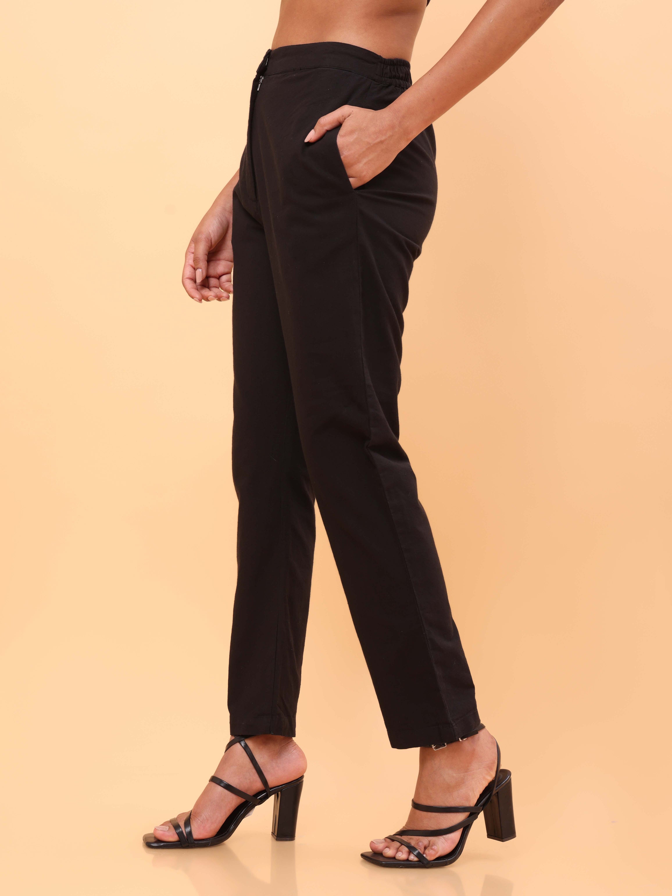 Black Straight Cotton Pants