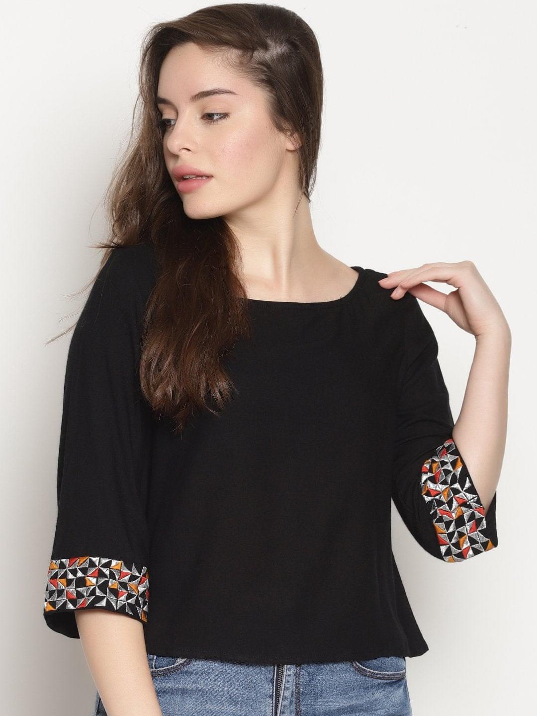 Black Embroidered Top