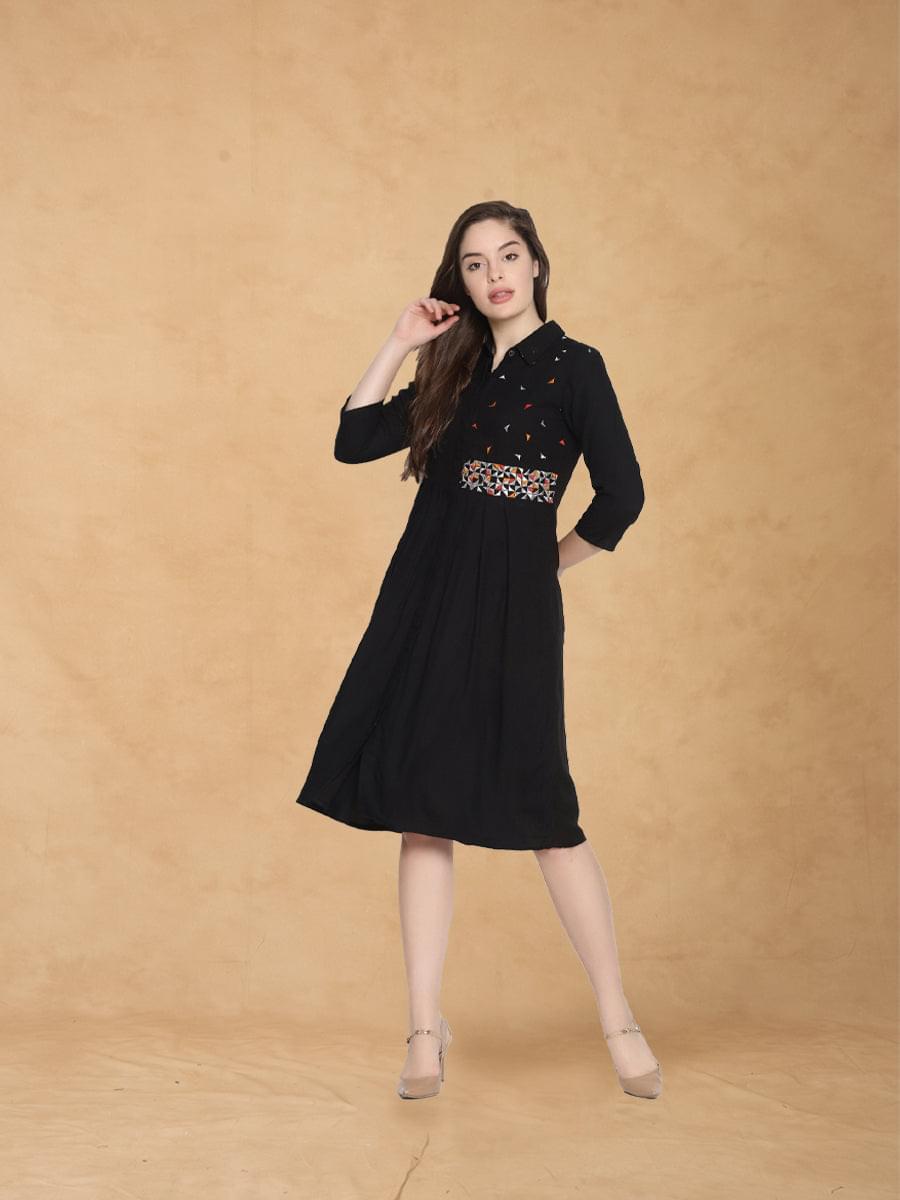 Black Embroidered Shirt Dress | Untung Black Embroidered Shirt Dress | Untung