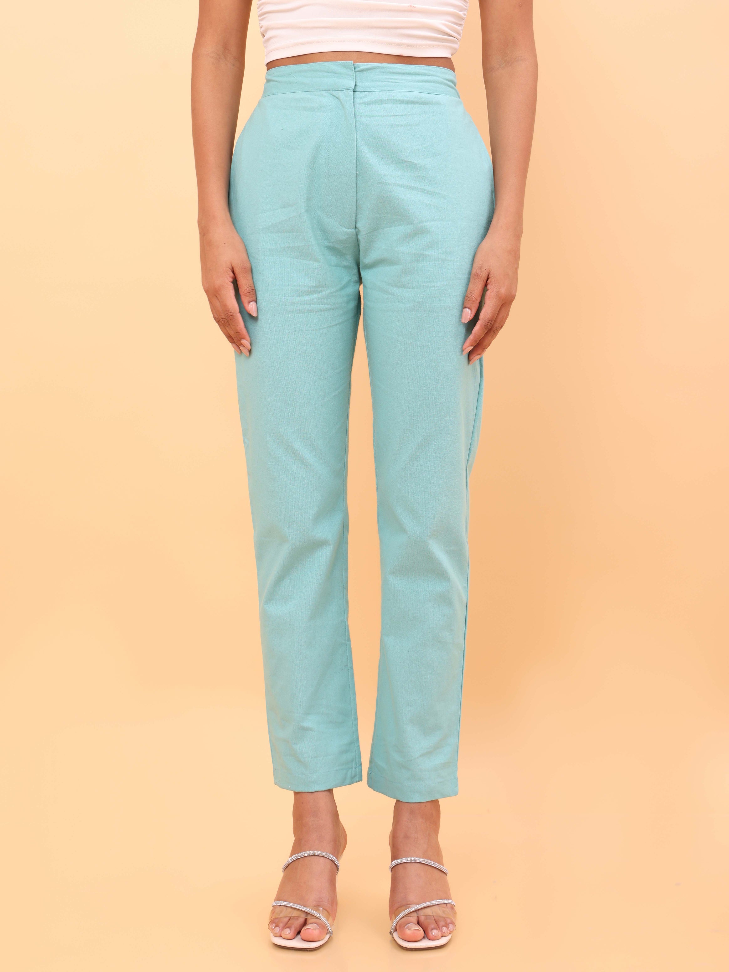 Aqua Blue Straight Pants