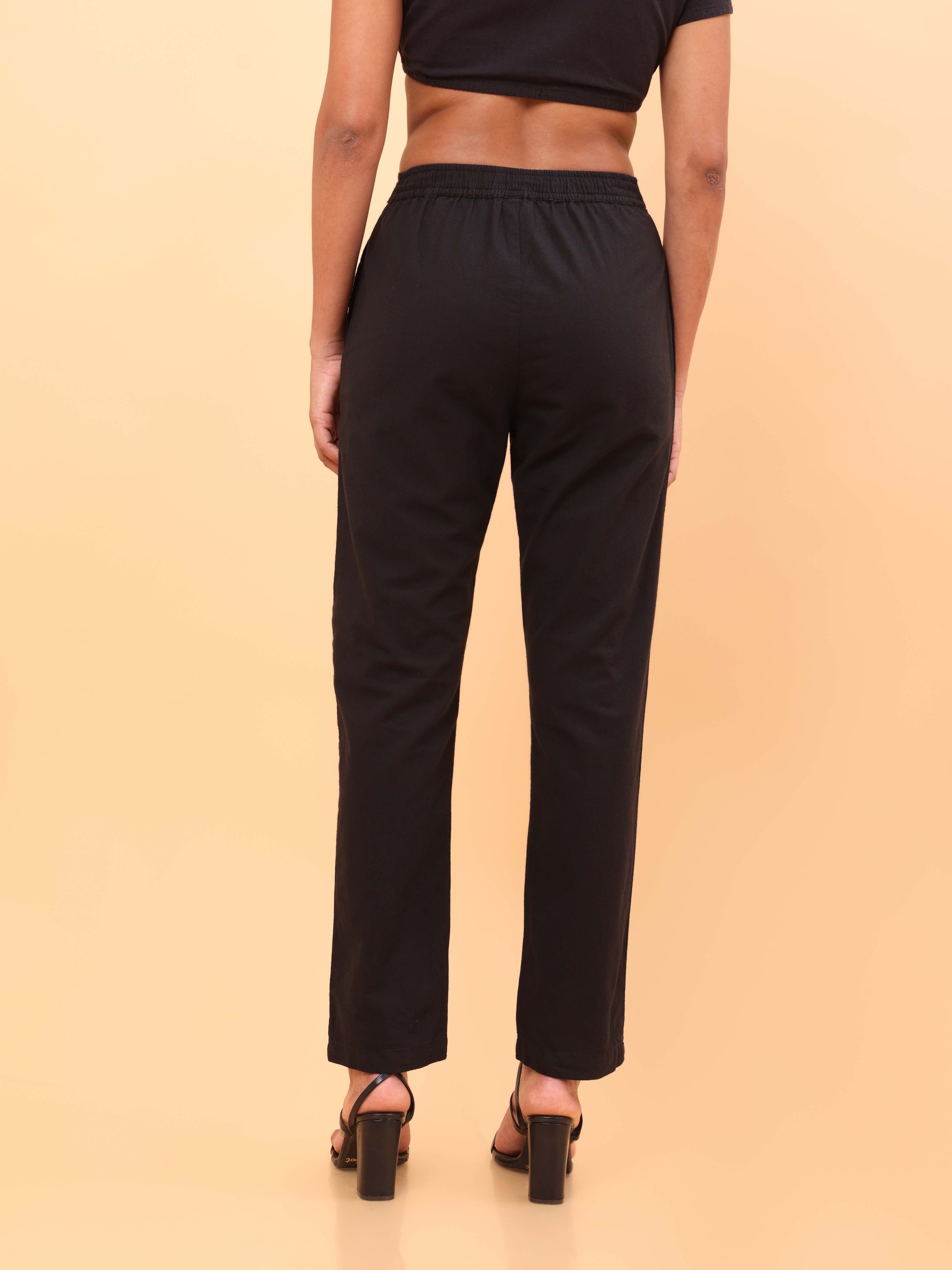 Black Straight Cotton Pants