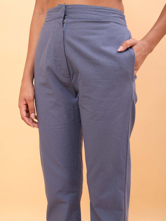 Light Blue Straight Cotton Pants