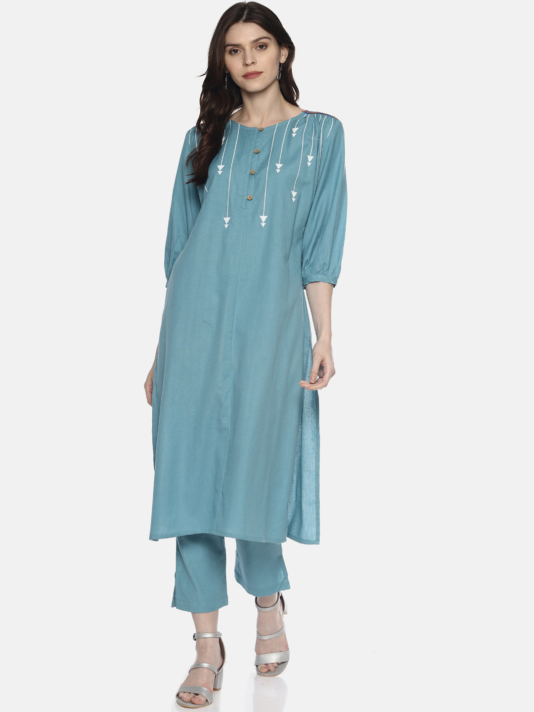 Light Blue Arrow Printed Kurta | Untung