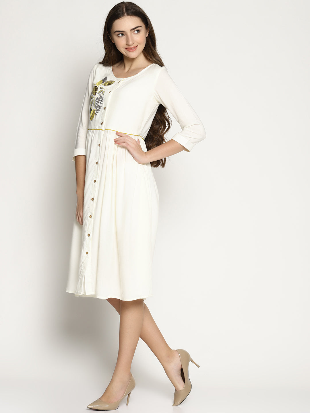 White Embroidered Dress | Untung