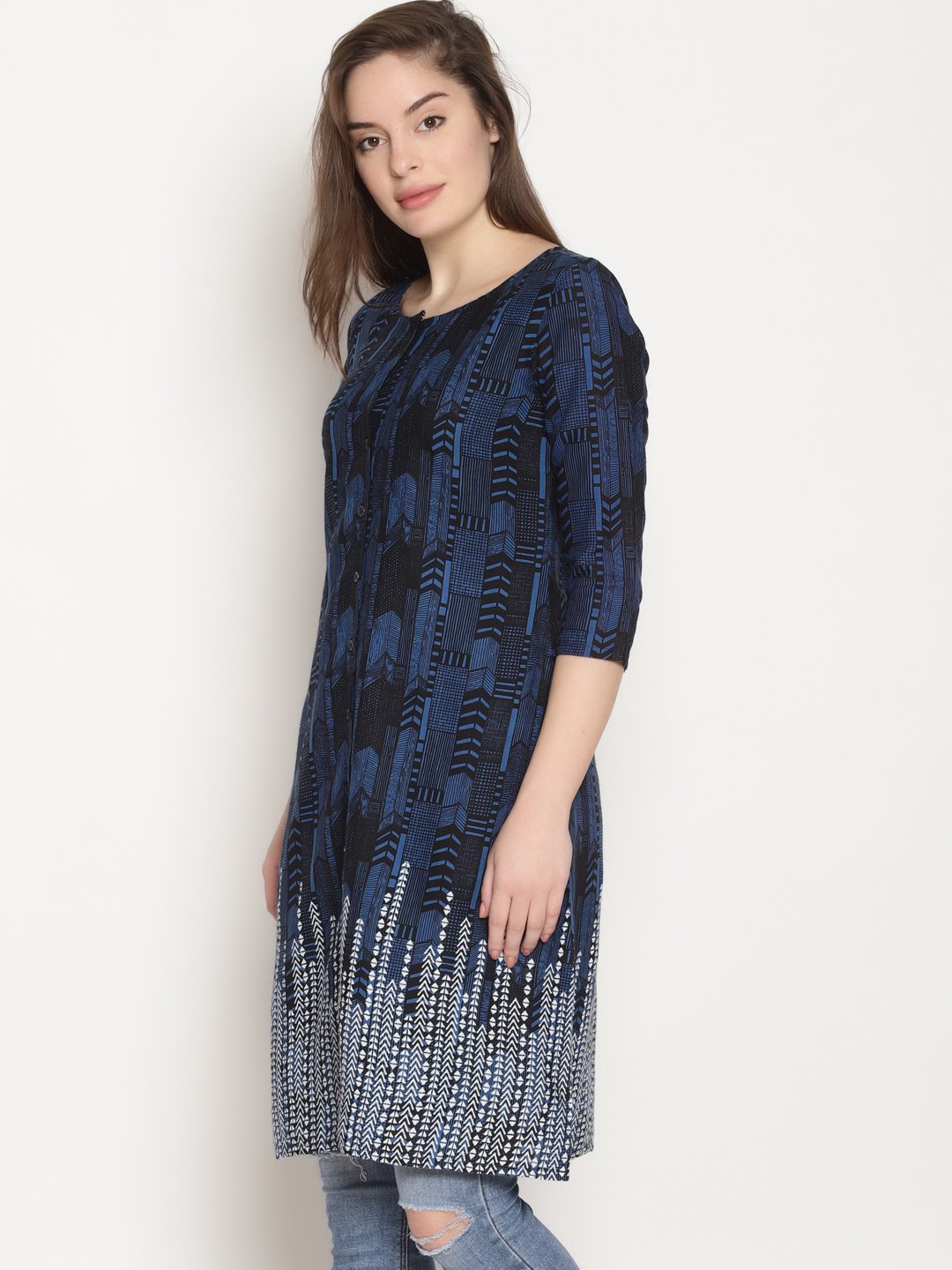 Blue White Printed Kurta | Untung