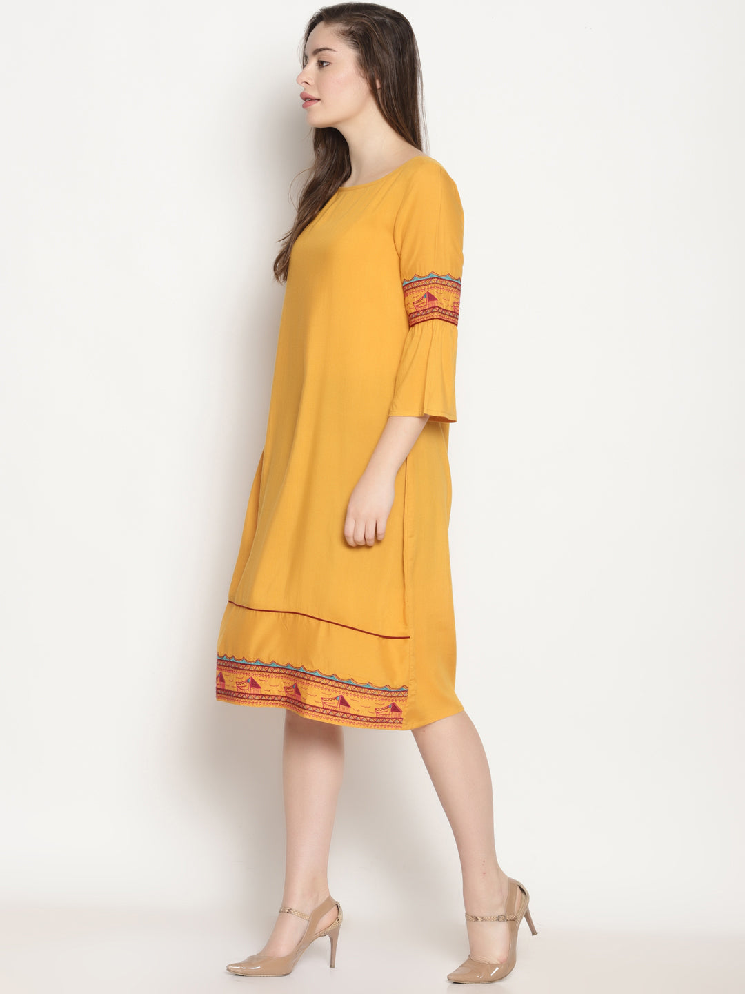 Yellow Embroidered Dress | Untung