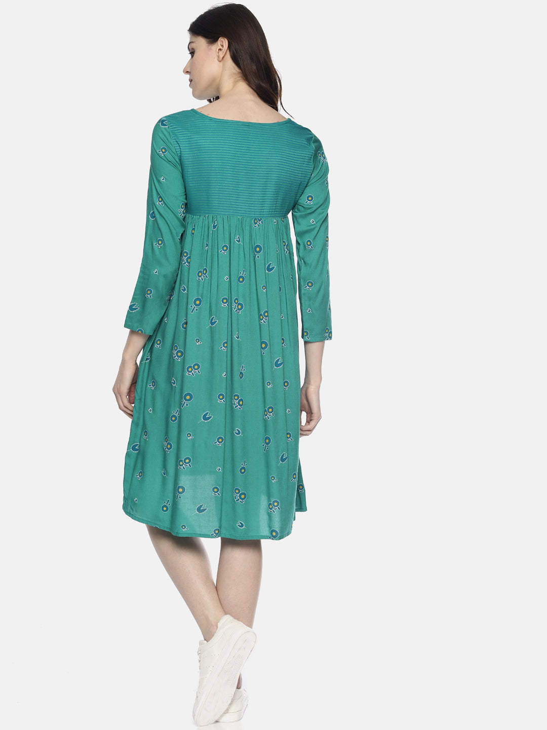 Mint Stripe and Floral Printed Dress | Untung