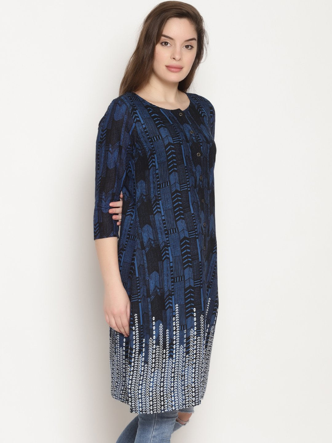 Blue White Printed Kurta | Untung