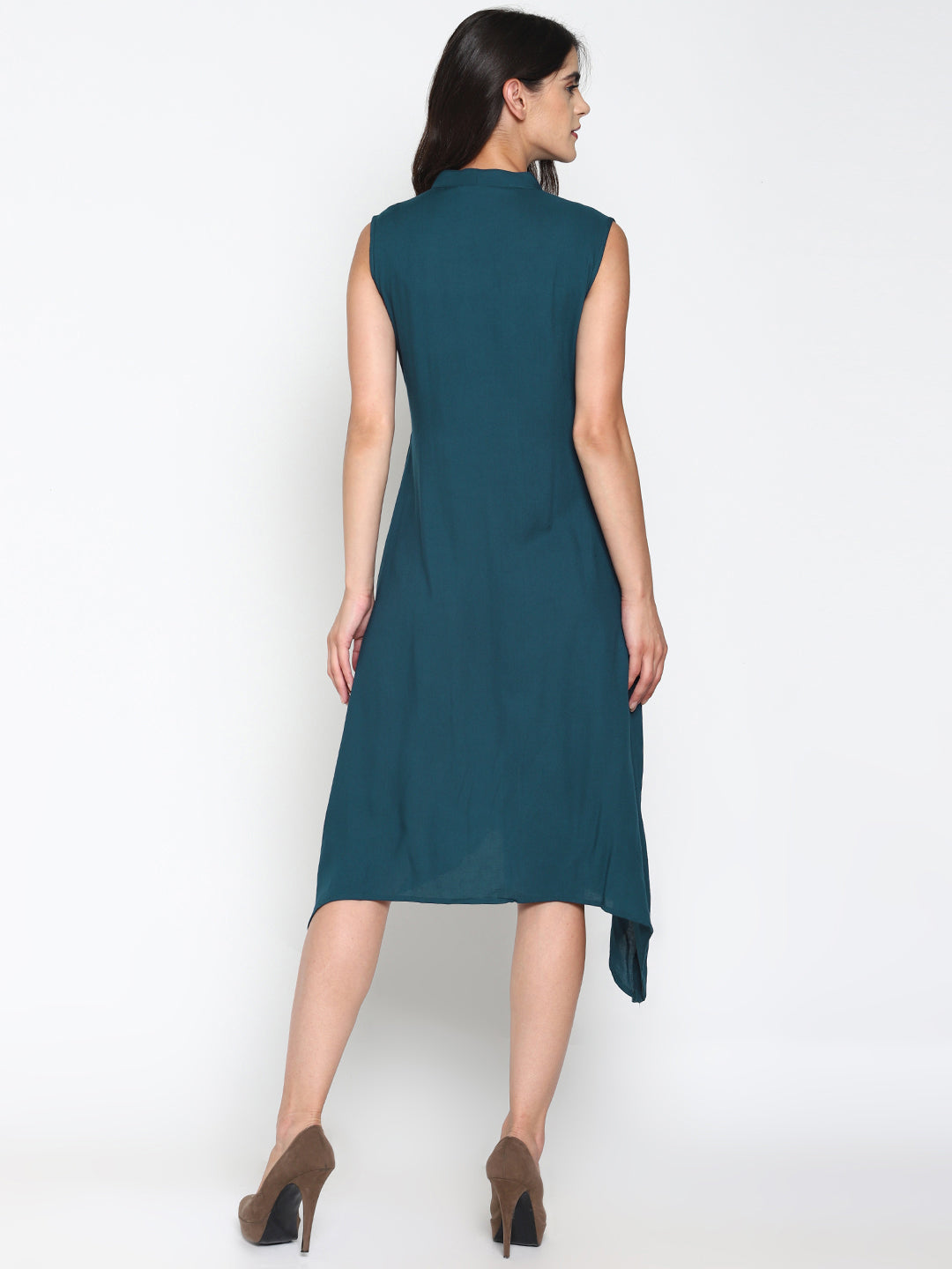 Blue Embroidered Front Open Shirt Dress | Untung