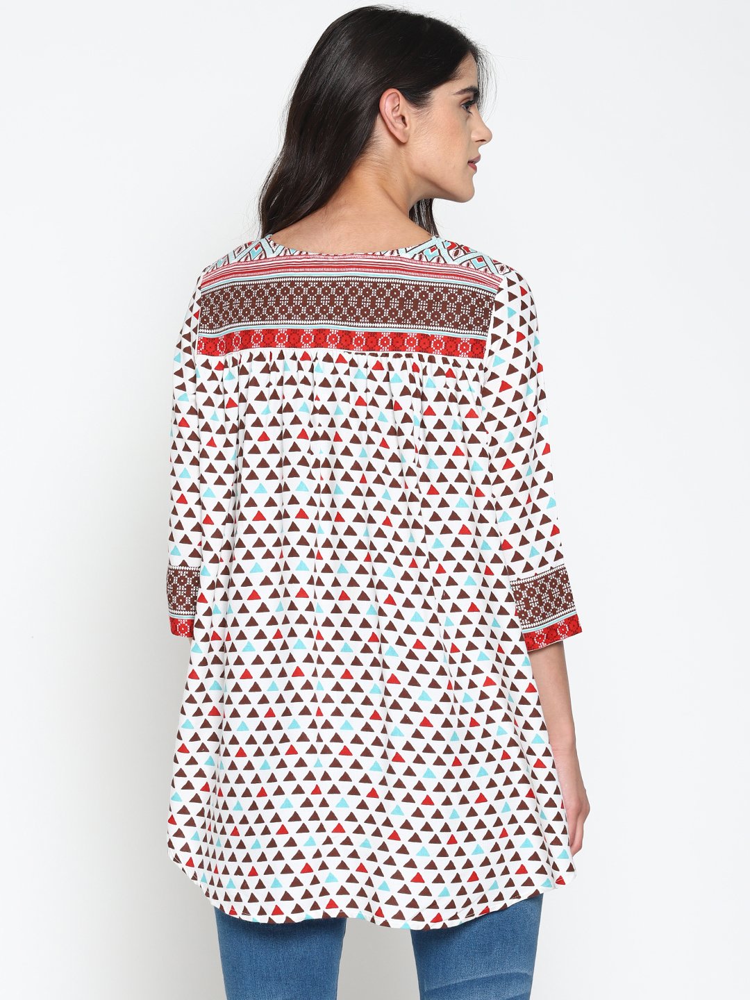 White Printed Front Open Top | Untung