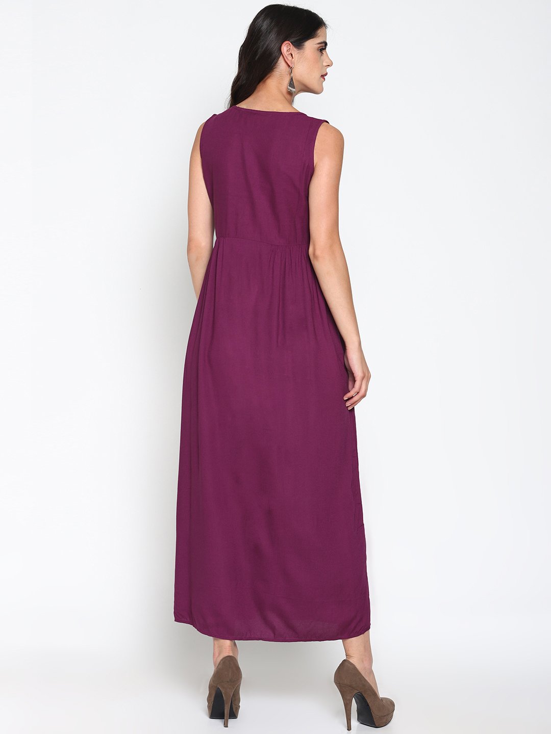 Purple Embroidered Maxi Dress | Untung
