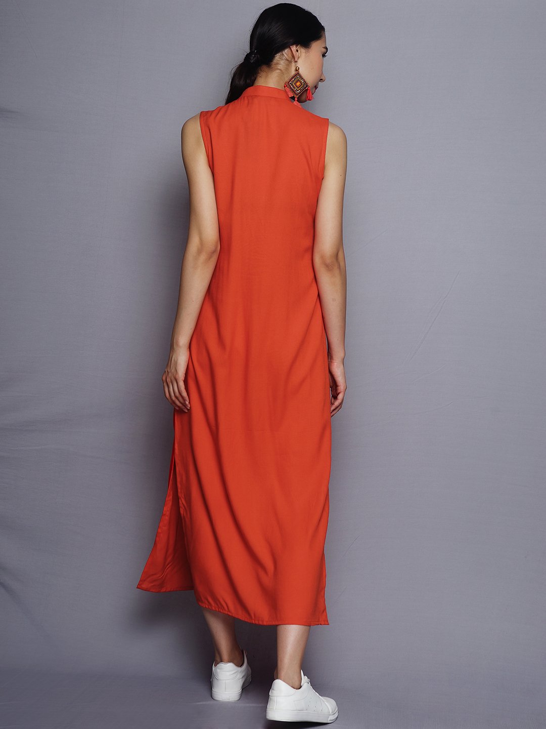 Orange Front Open Dress | Untung