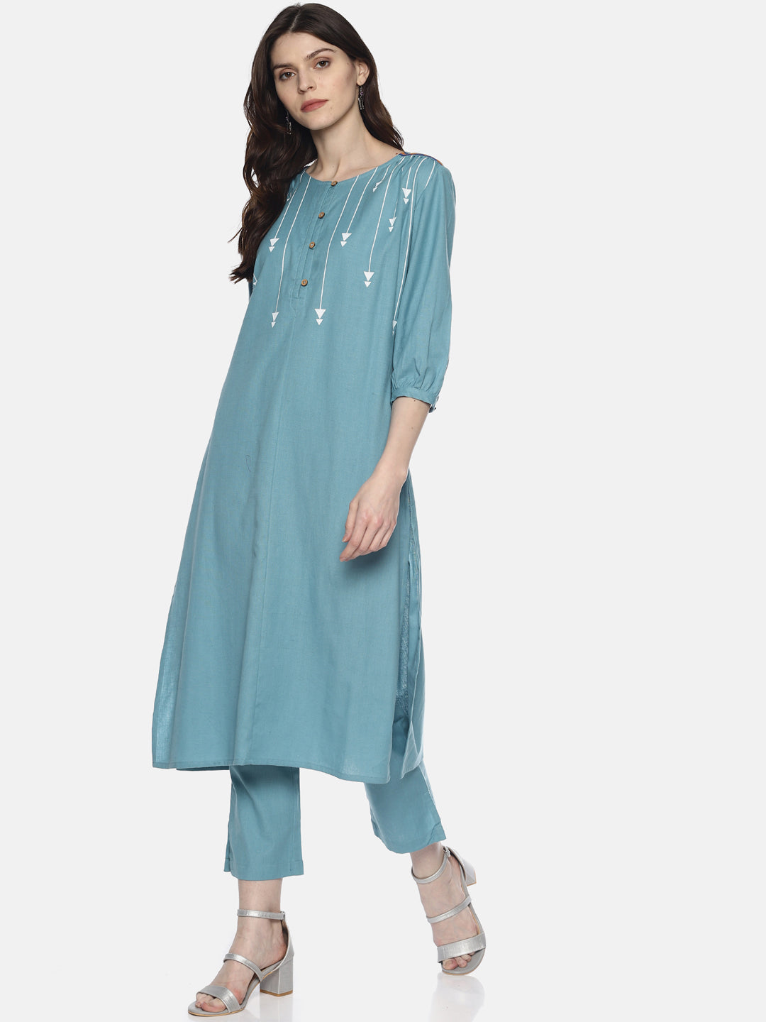 Light Blue Arrow Printed Kurta | Untung