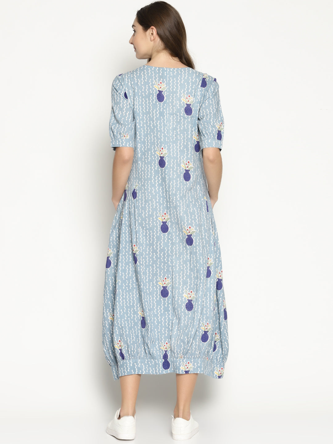 Grey Vase Printed Jhabla Dress | Untung