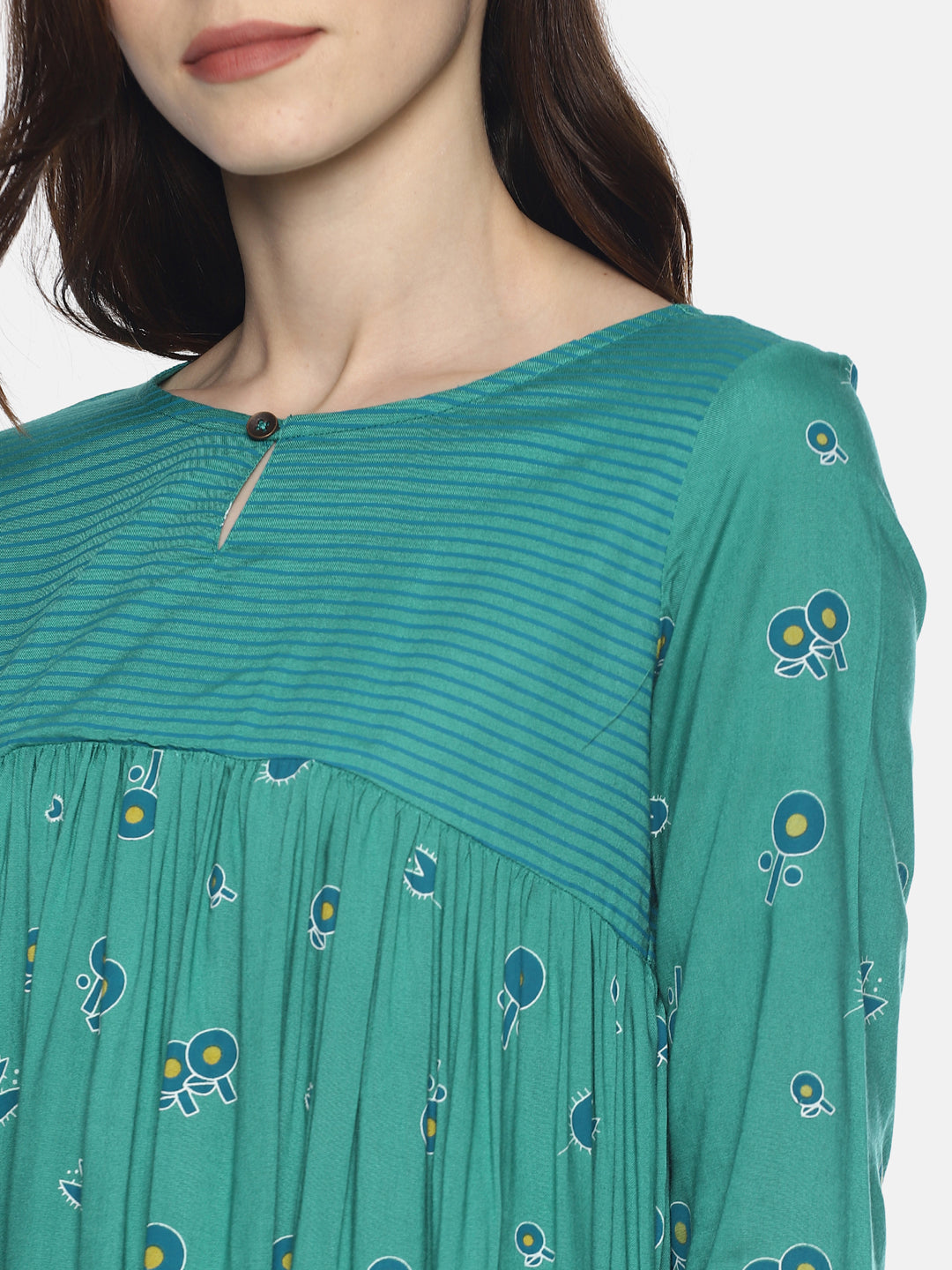 Mint Stripe and Floral Printed Dress | Untung
