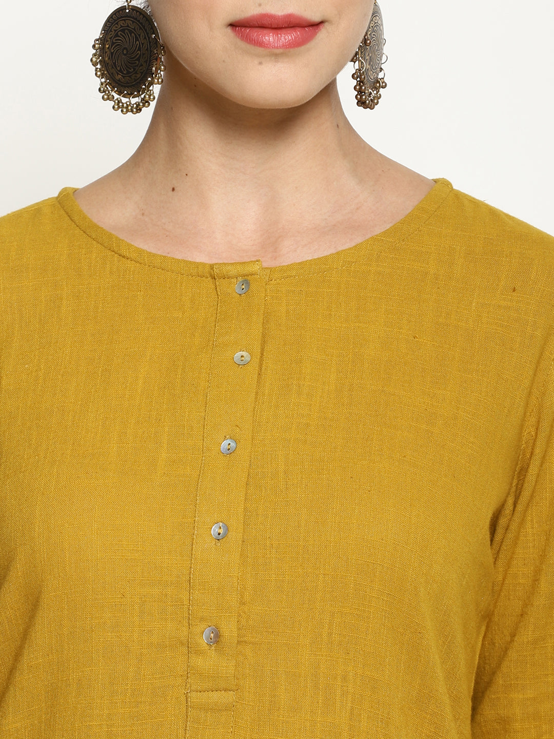 Yellow Dip Dye Kurta With Khadi Print | Untung