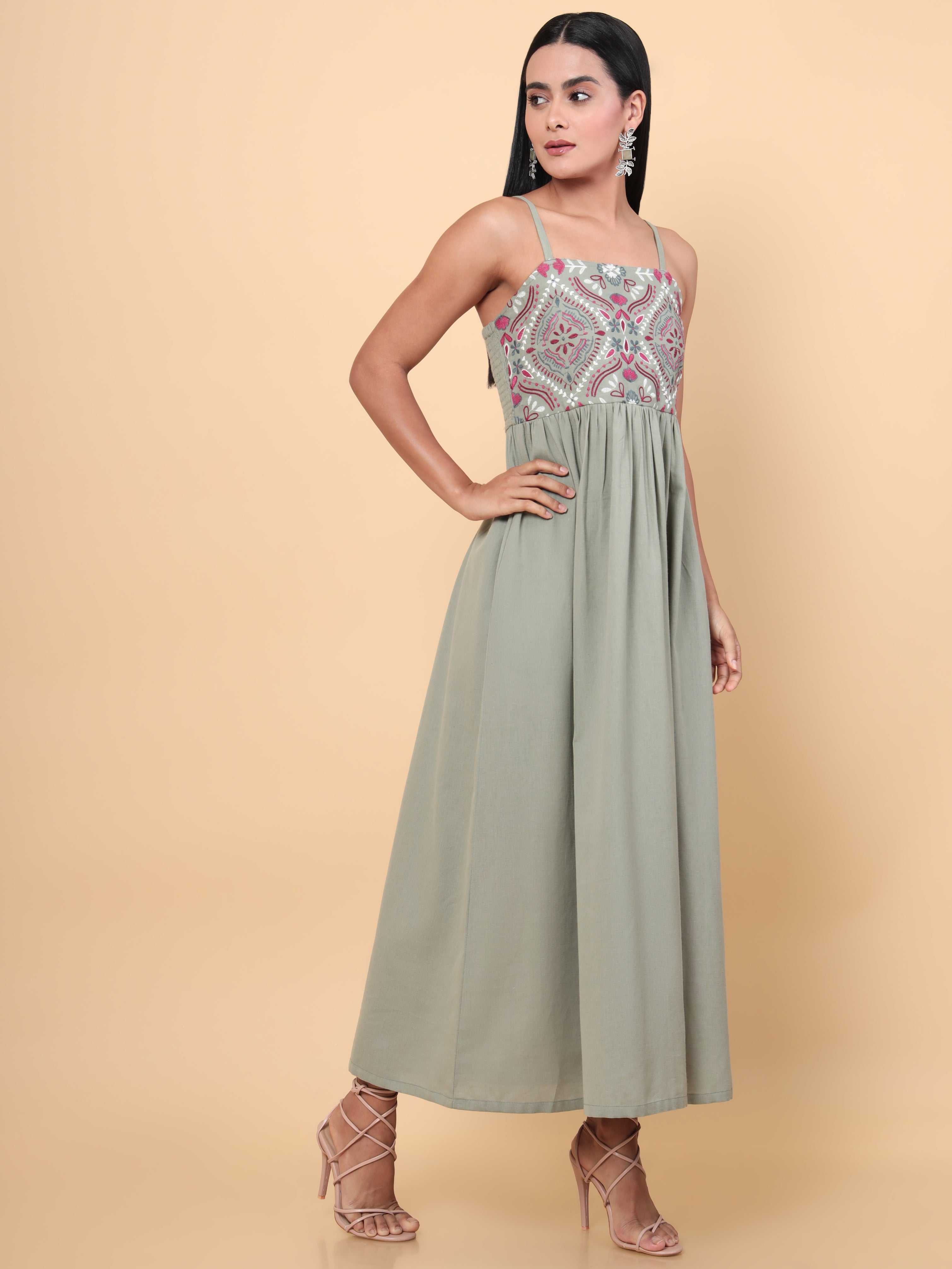 Zari Dress | Grey Embroidered Maxi Dress | Untung Zari Dress | Grey Embroidered Maxi Dress | Untung