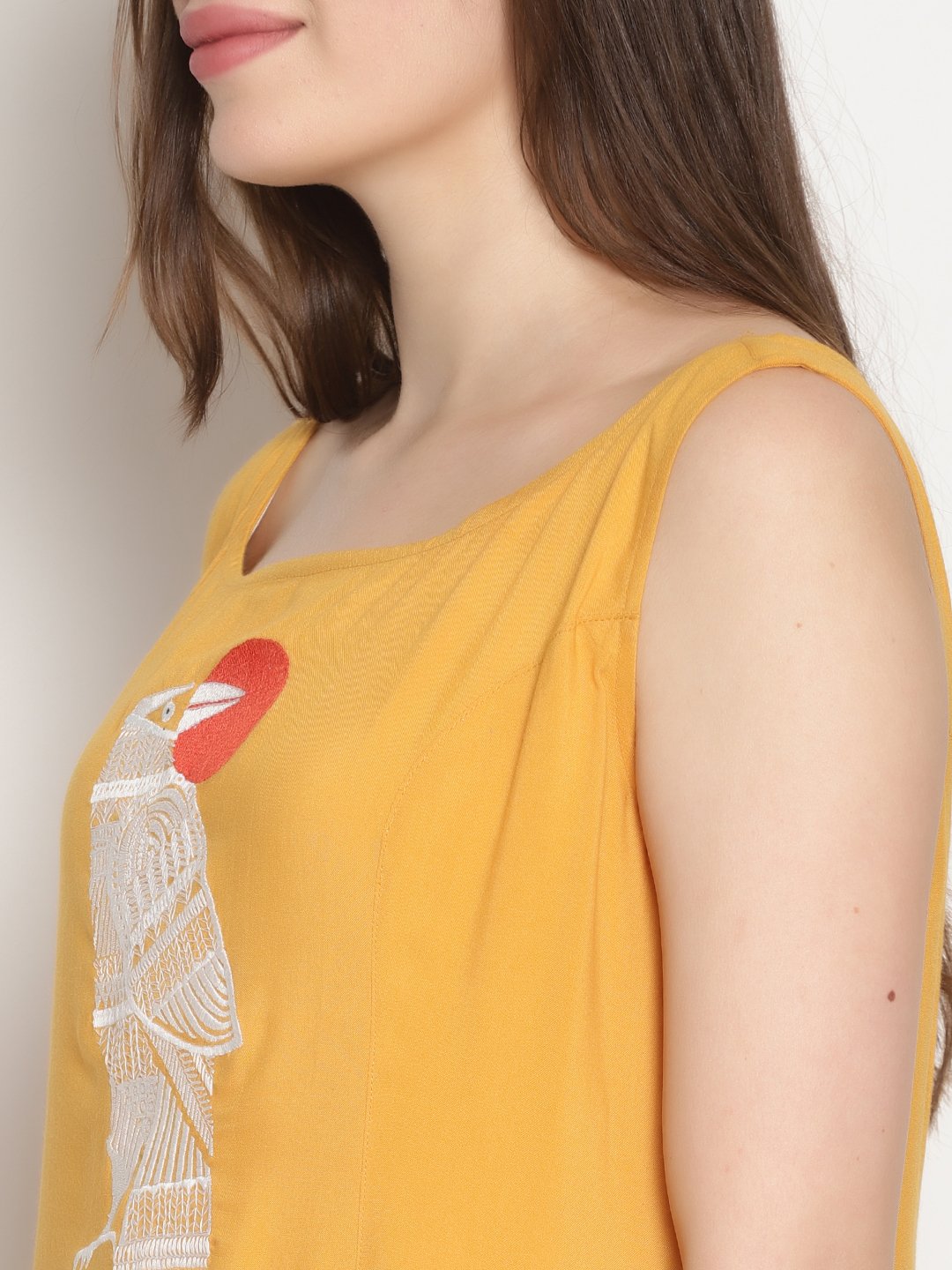 Yellow Embroidered Asymmetrical Kurta | Untung