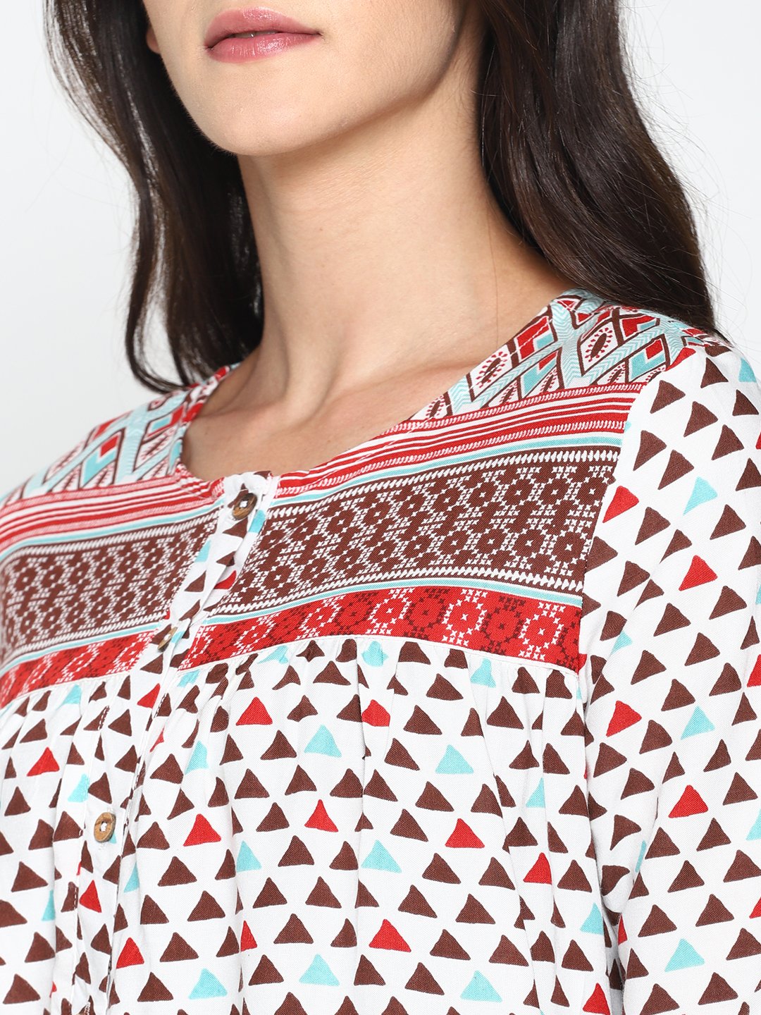 White Printed Front Open Top | Untung