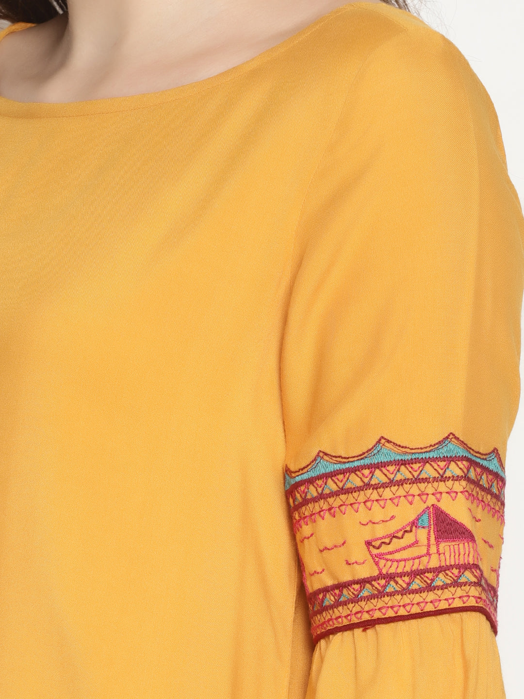 Yellow Embroidered Dress | Untung