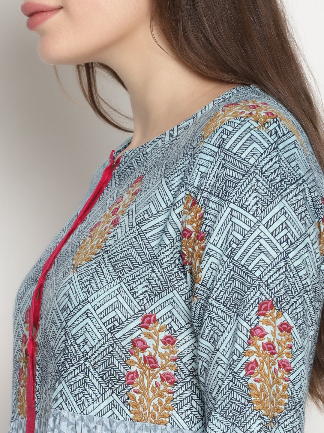 Blue Printed Dress | Untung