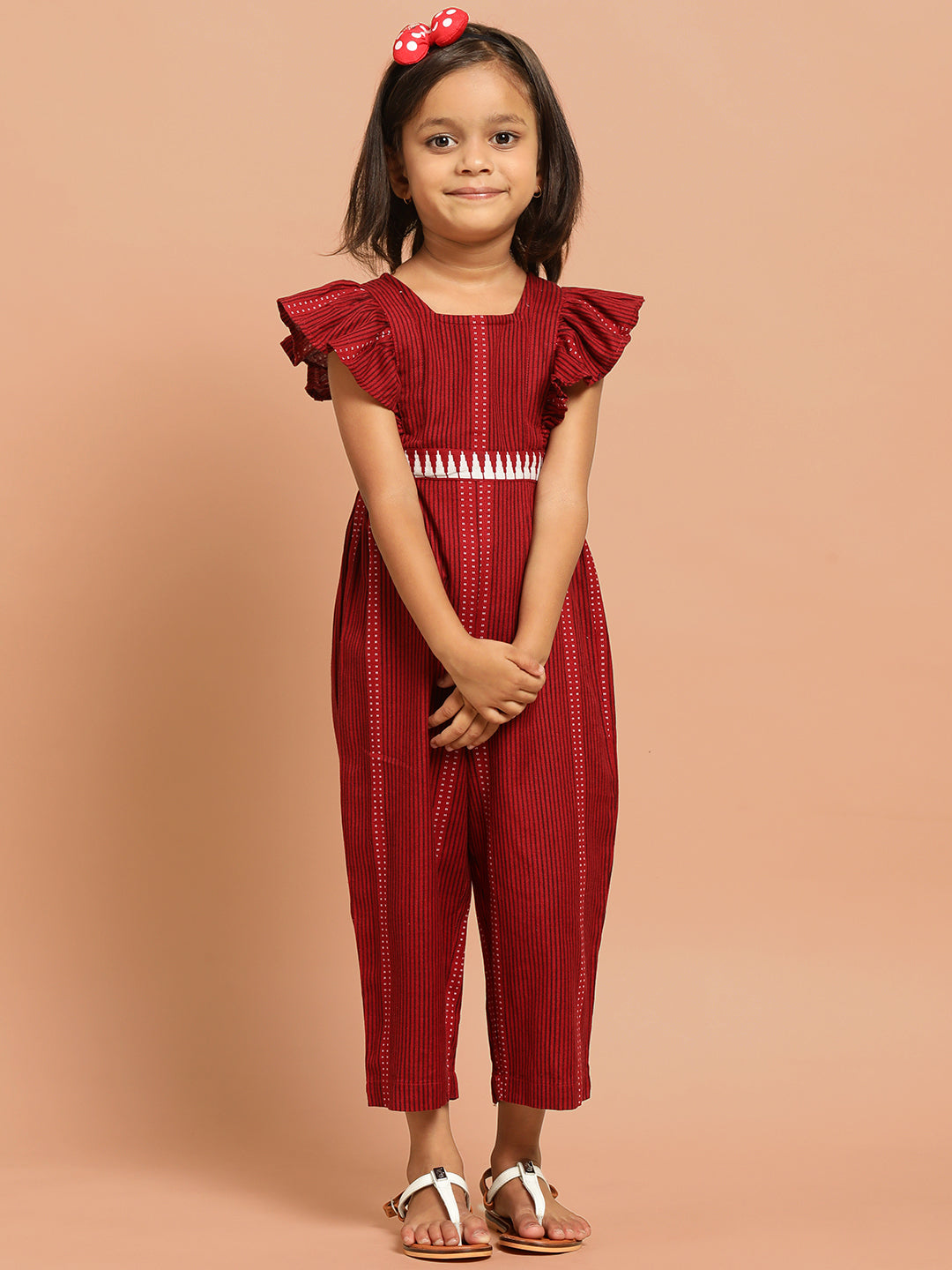 Maroon 2024 striped jumpsuit