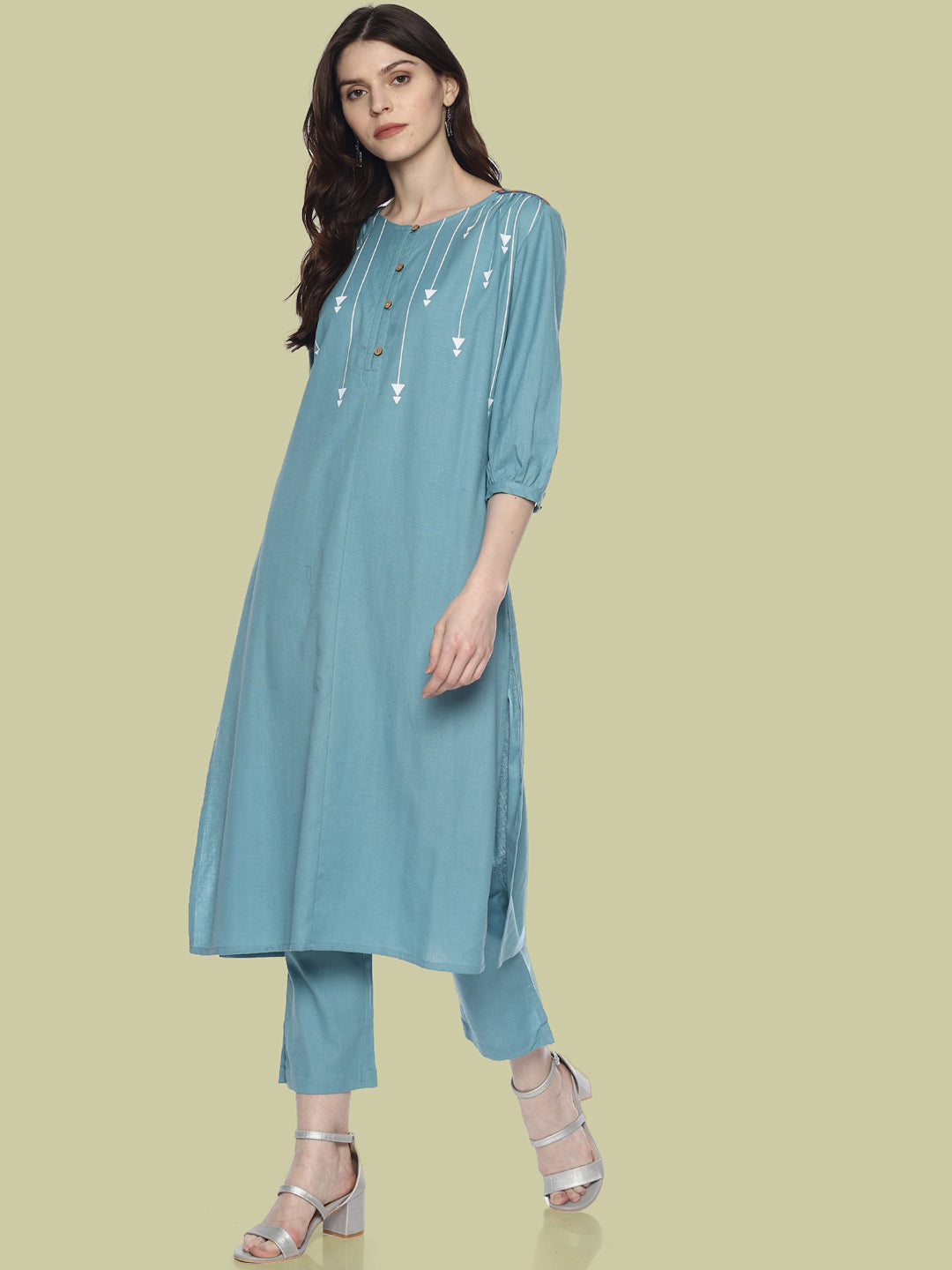 Light Blue Arrow Printed Kurta | Untung