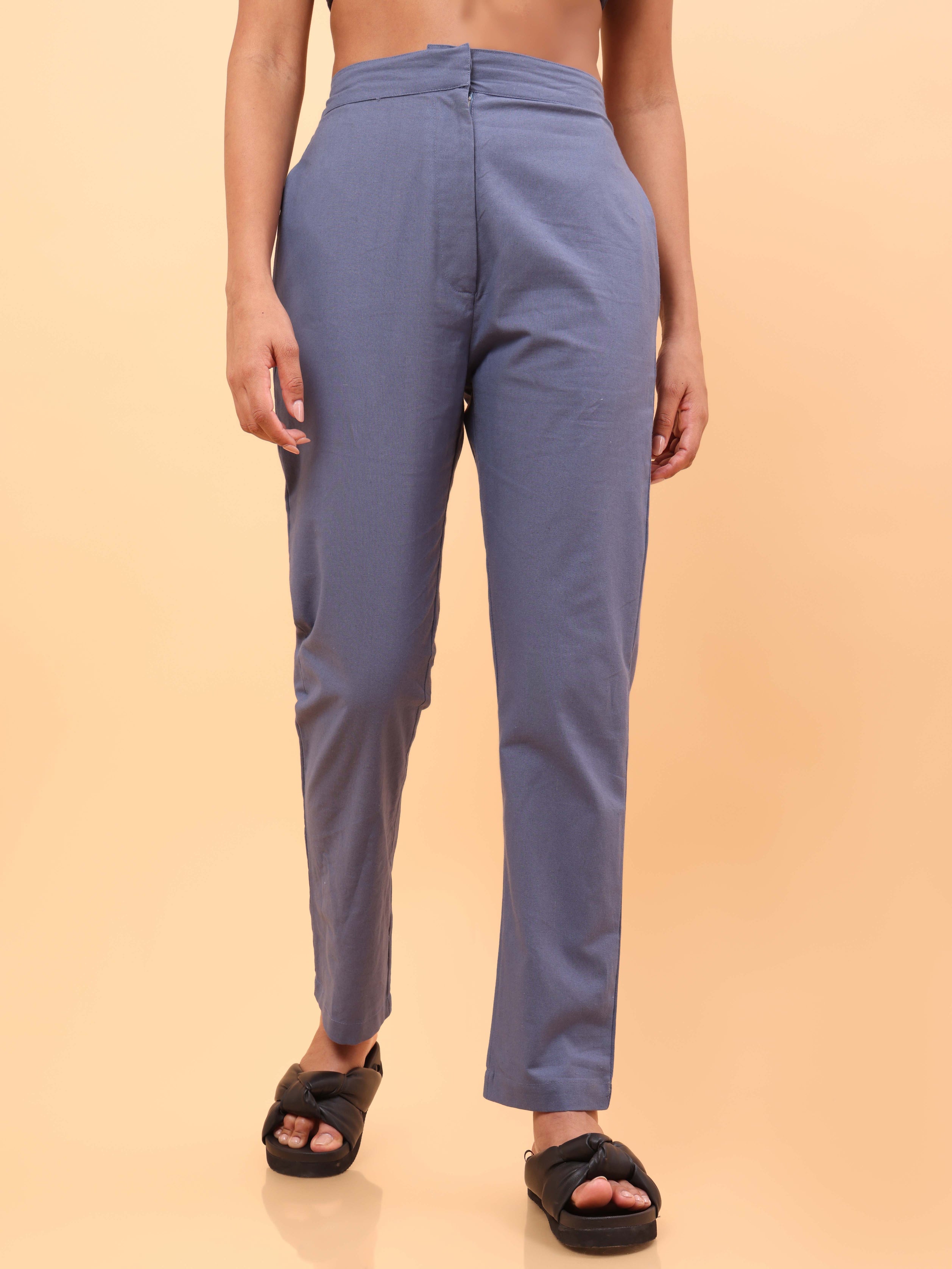 Buy Ginger by Lifestyle Light Blue Regular Fit Pants for Women Online @  Tata CLiQ
