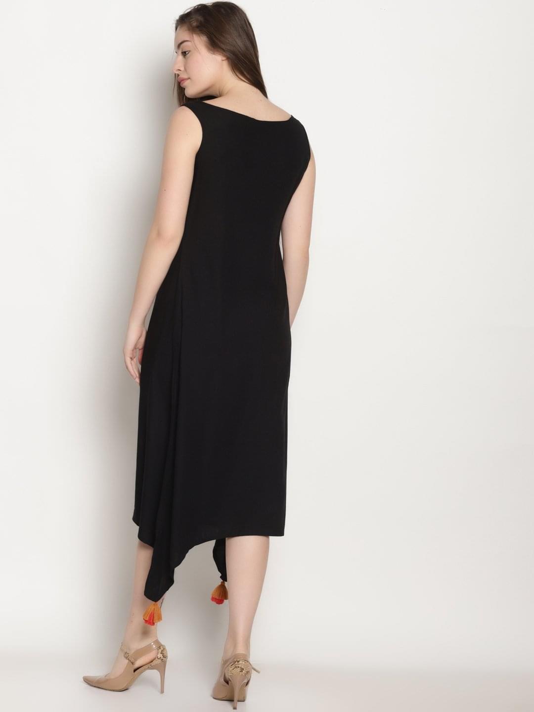 Black Embroidered Long Dress