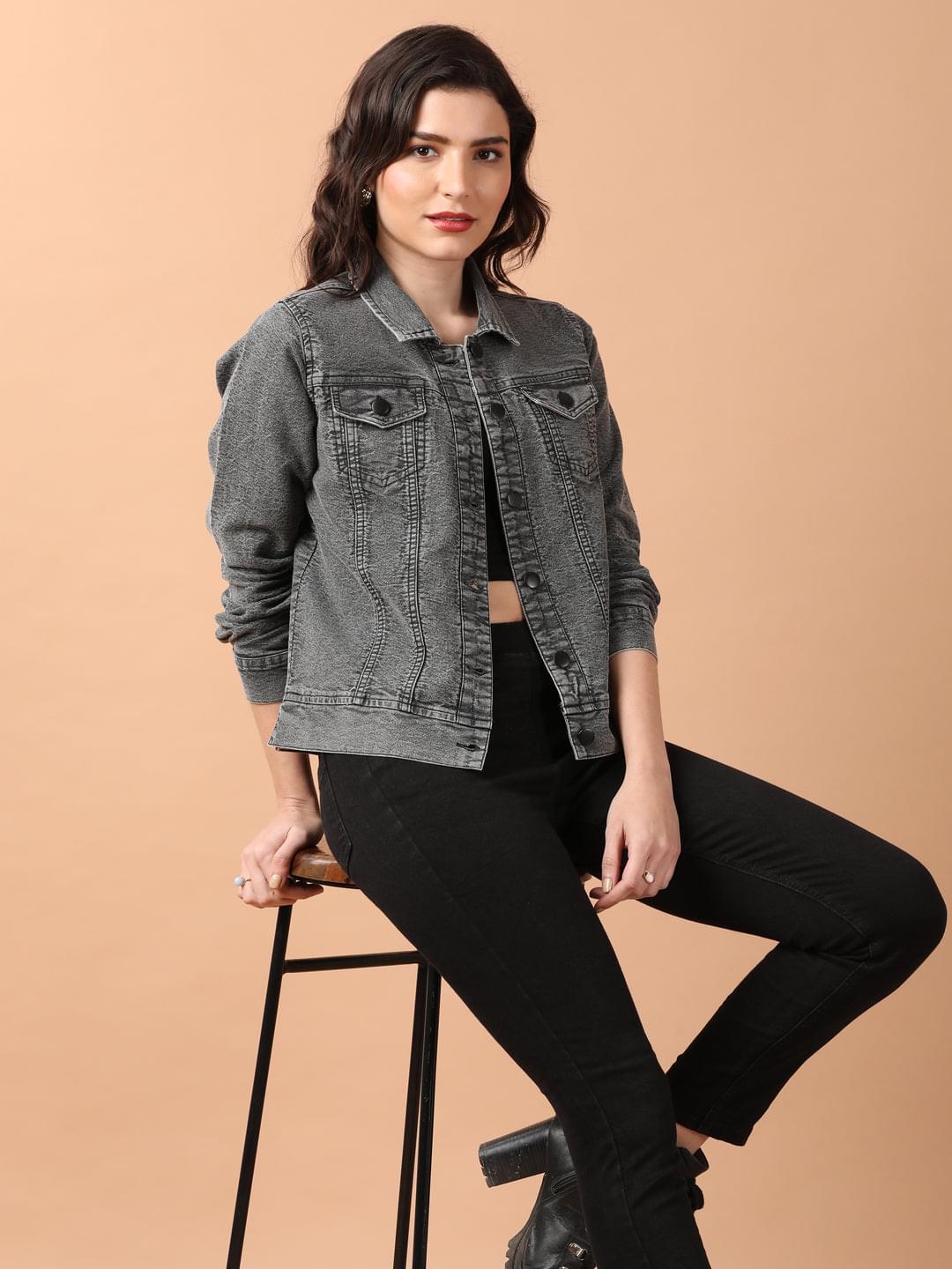 Grey Plain Denim Jacket, Comfort Fit at Rs 700/piece in Bhopal | ID:  24030704973