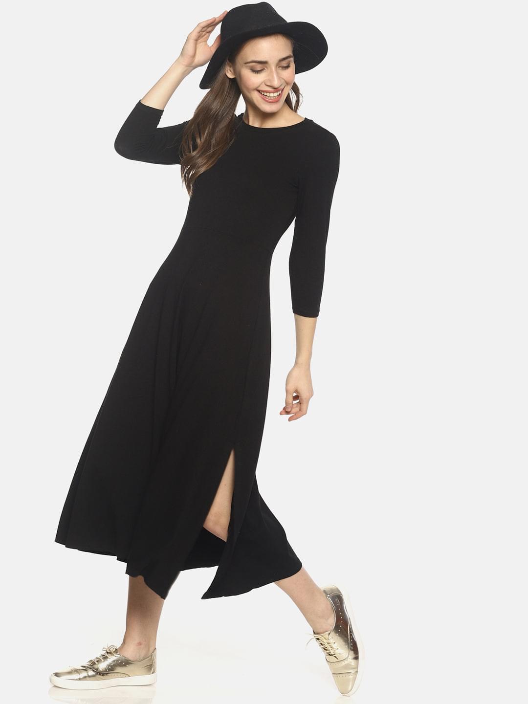 Black Fitted Knit Dress