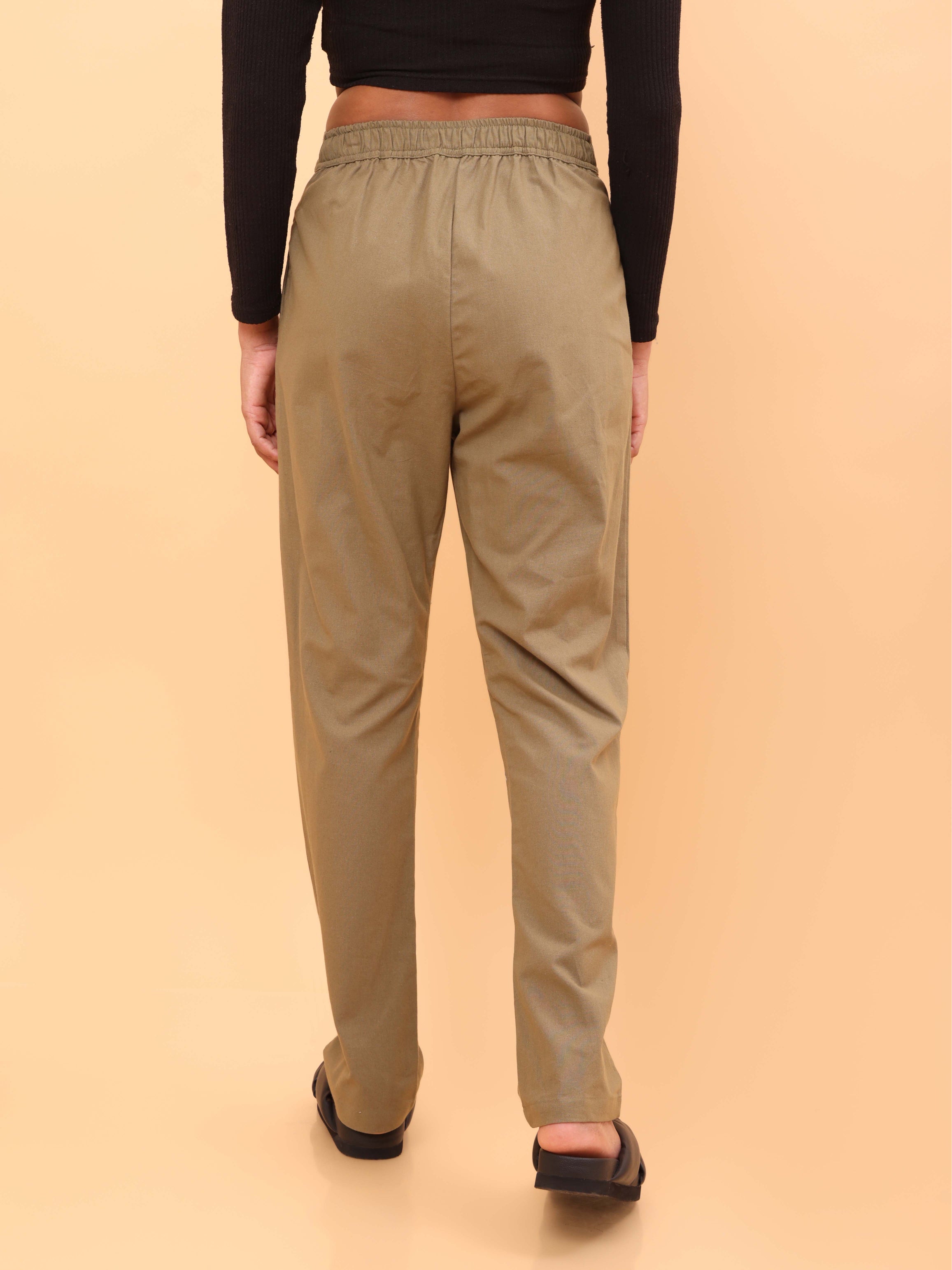 Militiary Green Straight Cotton Pants