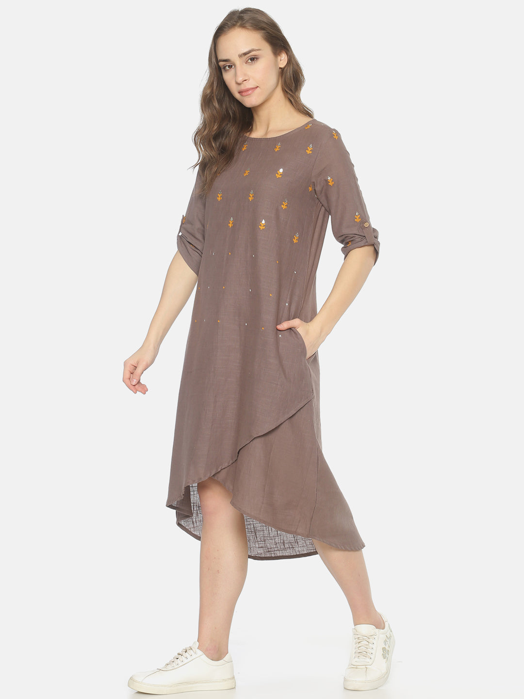 Grey Dress With Gota Embroidery | Untung