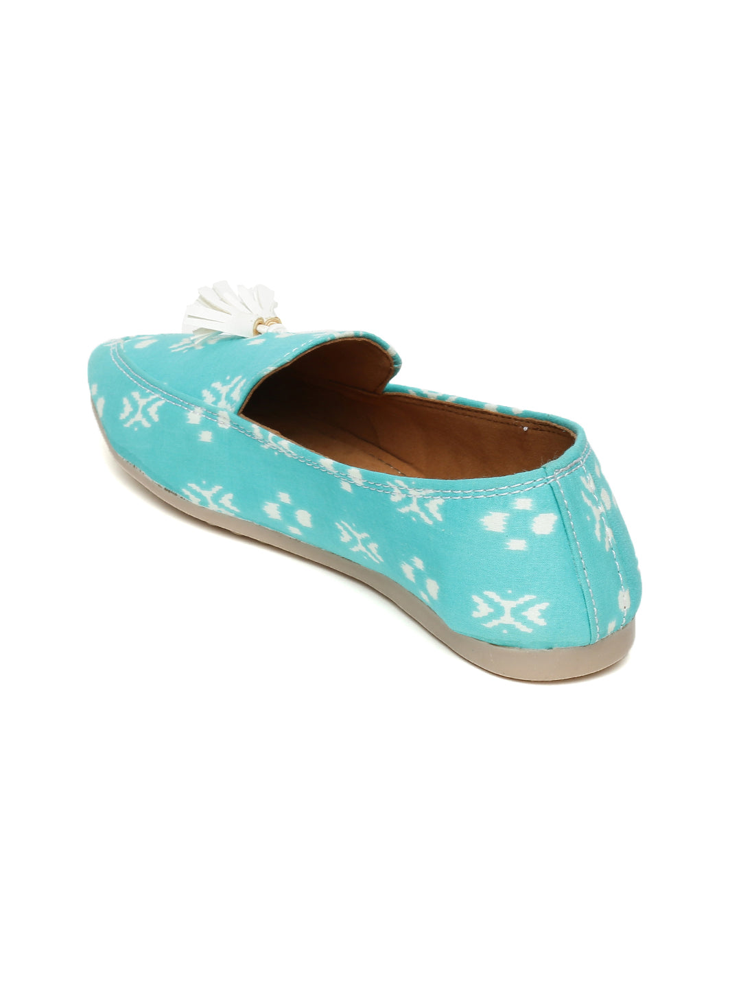Turquoise Block Printed Loafers