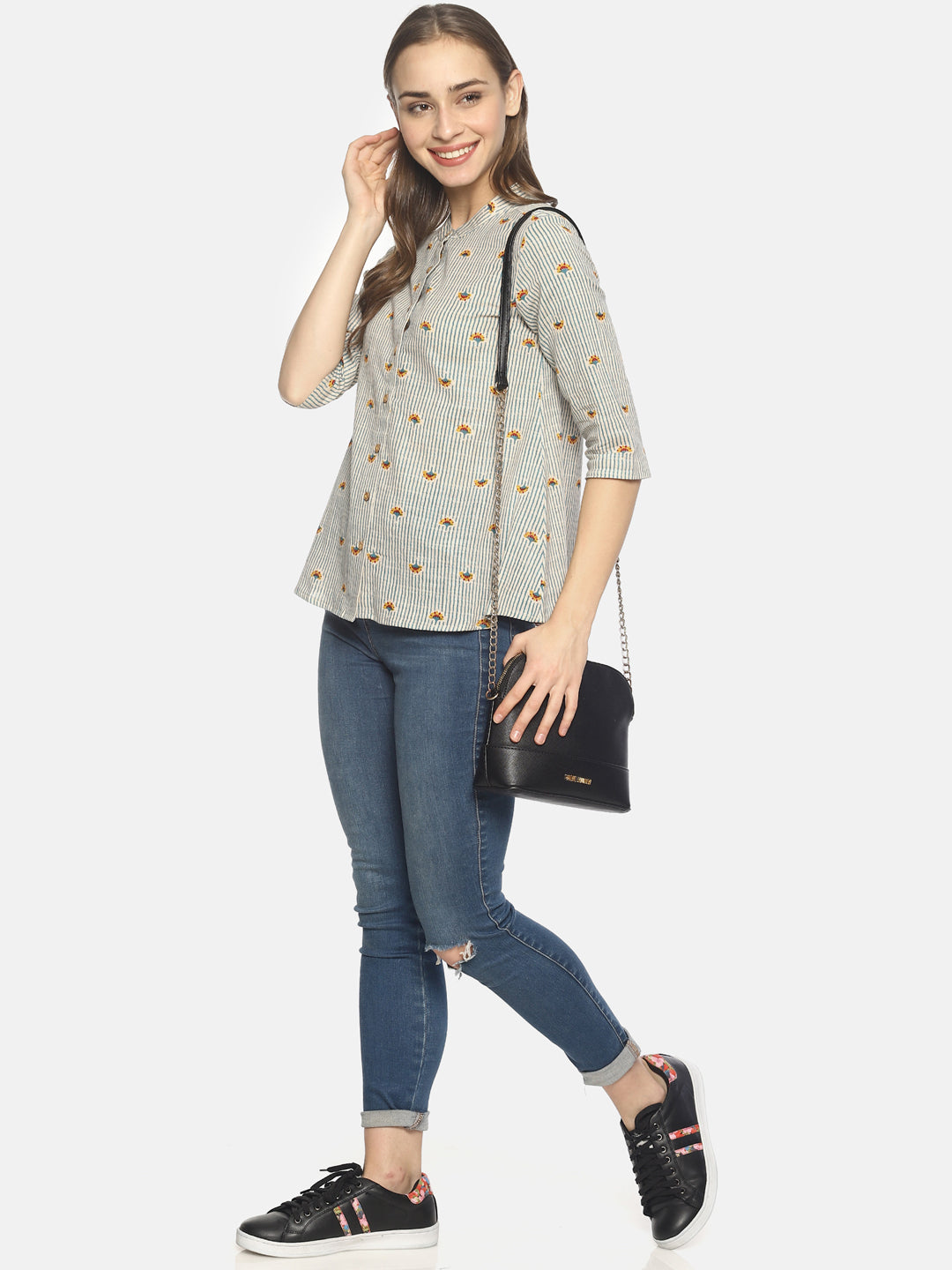 Off White Block Printed Shirt Top | Untung