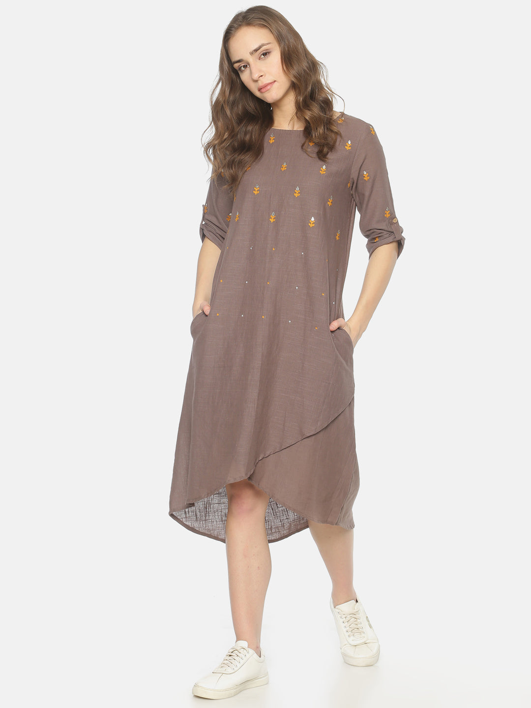 Grey Dress With Gota Embroidery | Untung