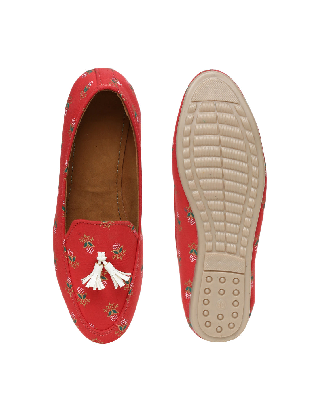 Red Block Printed Loafers