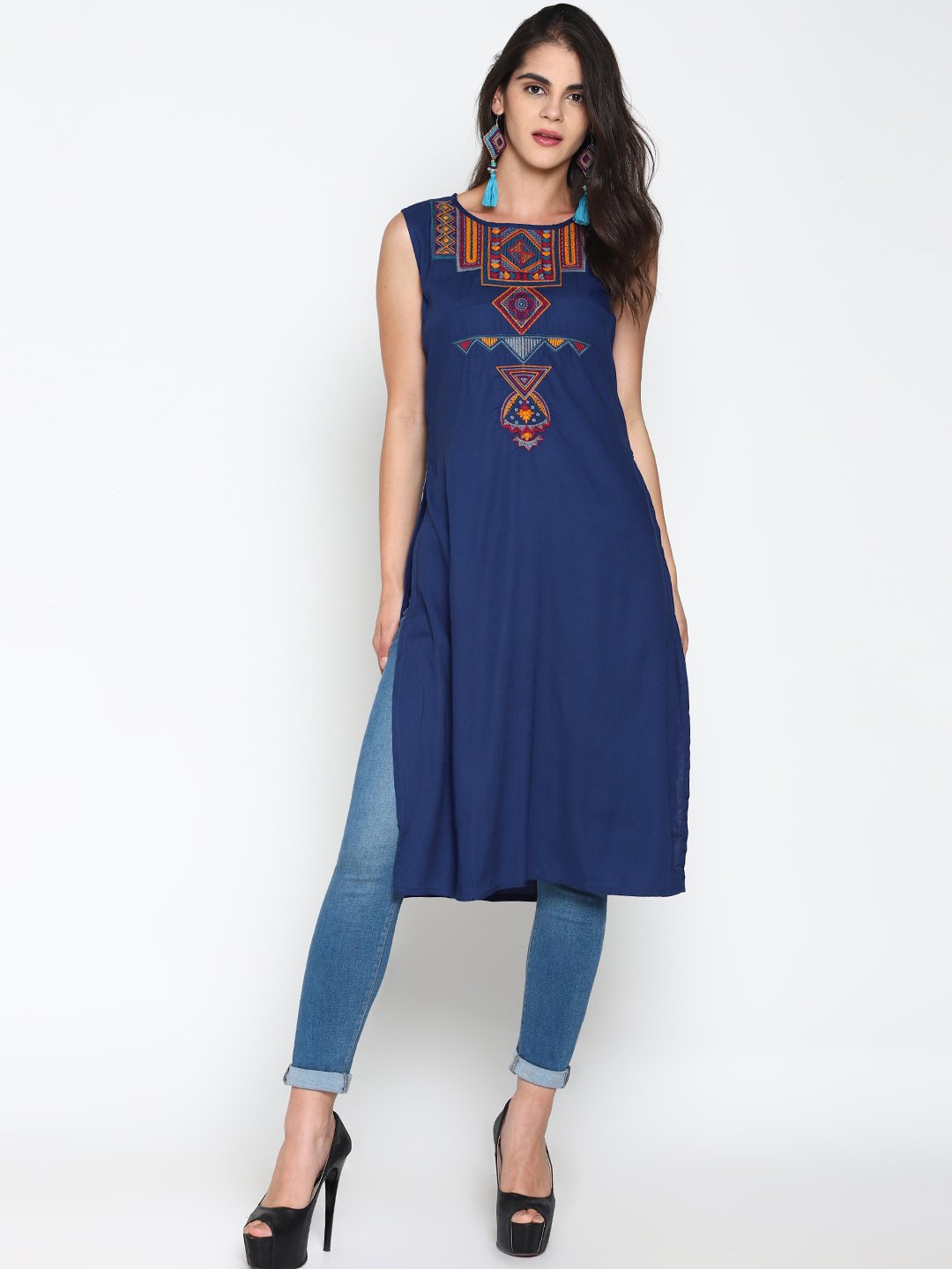 Blue Long Ethnic Kurti in Hyderabad at best price by Reliance Trends -  Justdial