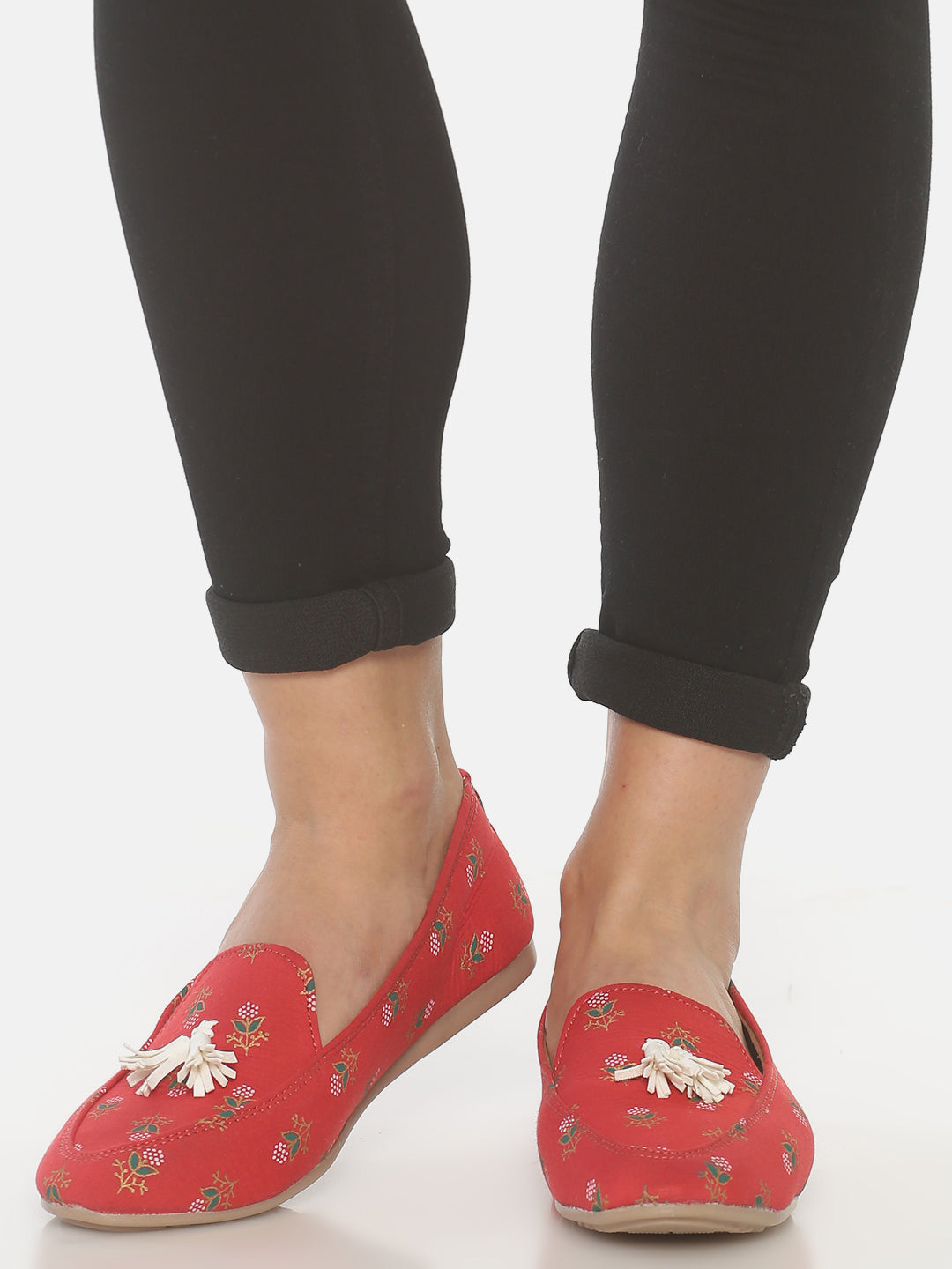 Red Block Printed Loafers